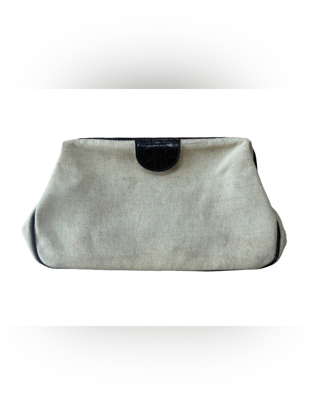 Suarez New York Vintage Italian Canvas & Embossed Leather Clutch | Made in Italy